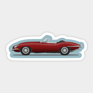 Jaguar E Type Roadster Maroon Sticker